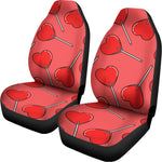 Red Heart Lollipop Pattern Print Universal Fit Car Seat Covers