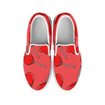 Red Heart Lollipop Pattern Print White Slip On Shoes
