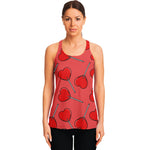 Red Heart Lollipop Pattern Print Women's Racerback Tank Top