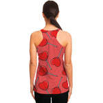 Red Heart Lollipop Pattern Print Women's Racerback Tank Top