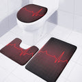 Red Heartbeat Print 3 Piece Bath Mat Set