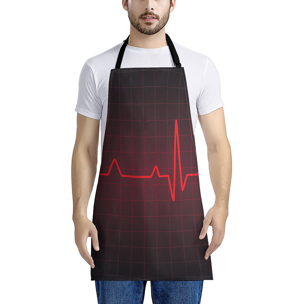 Red Heartbeat Print Apron