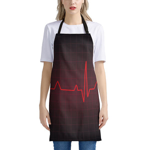 Red Heartbeat Print Apron