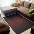Red Heartbeat Print Floor Mat