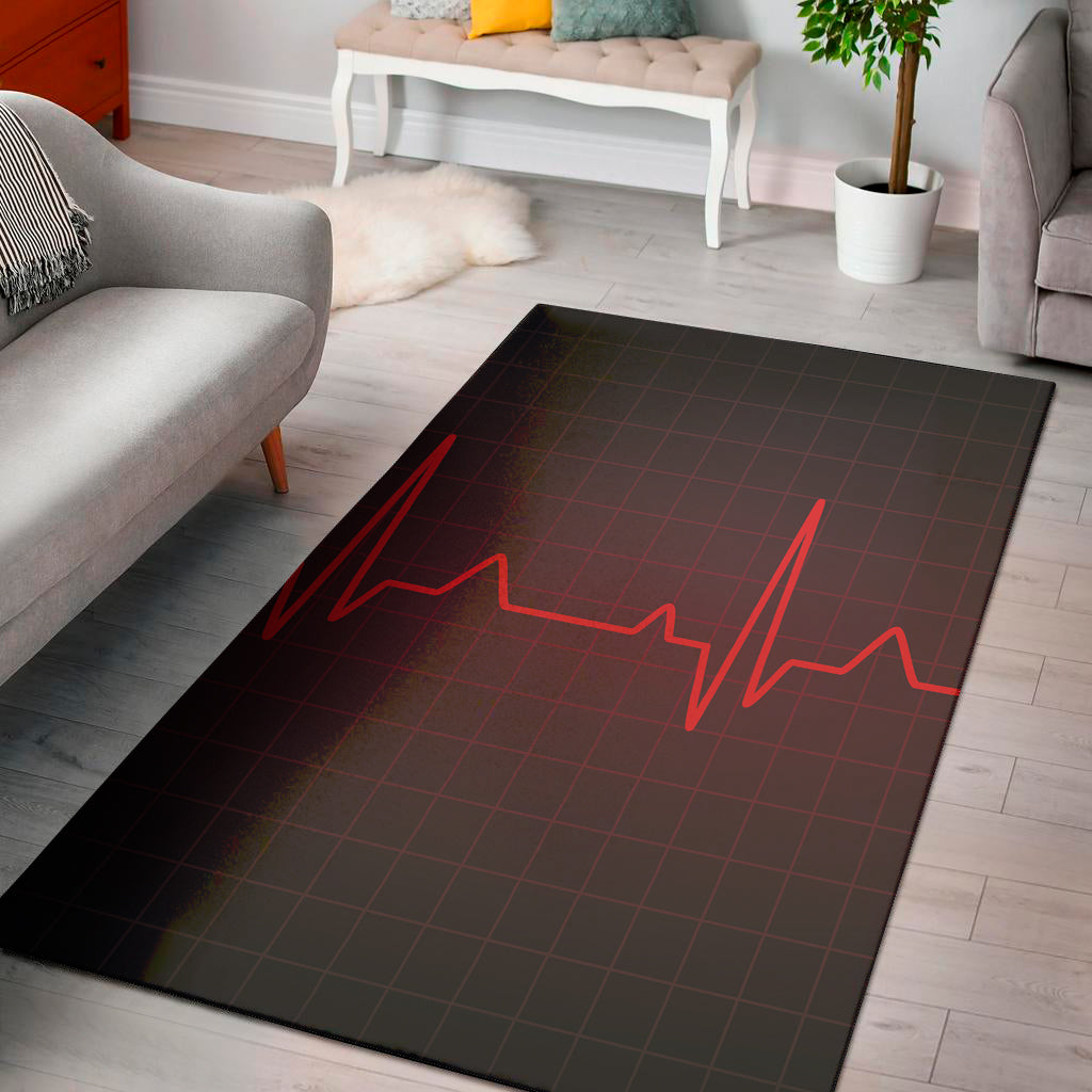 Red Heartbeat Print Area Rug