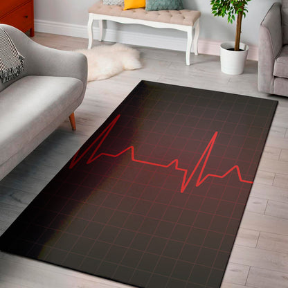Red Heartbeat Print Area Rug