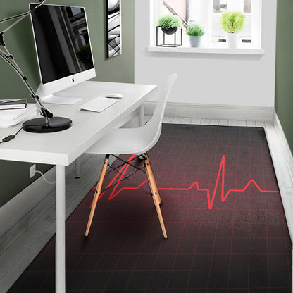 Red Heartbeat Print Area Rug