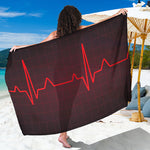 Red Heartbeat Print Beach Sarong Wrap