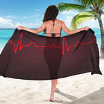 Red Heartbeat Print Beach Sarong Wrap