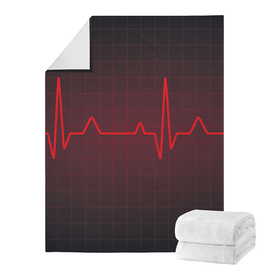 Red Heartbeat Print Blanket