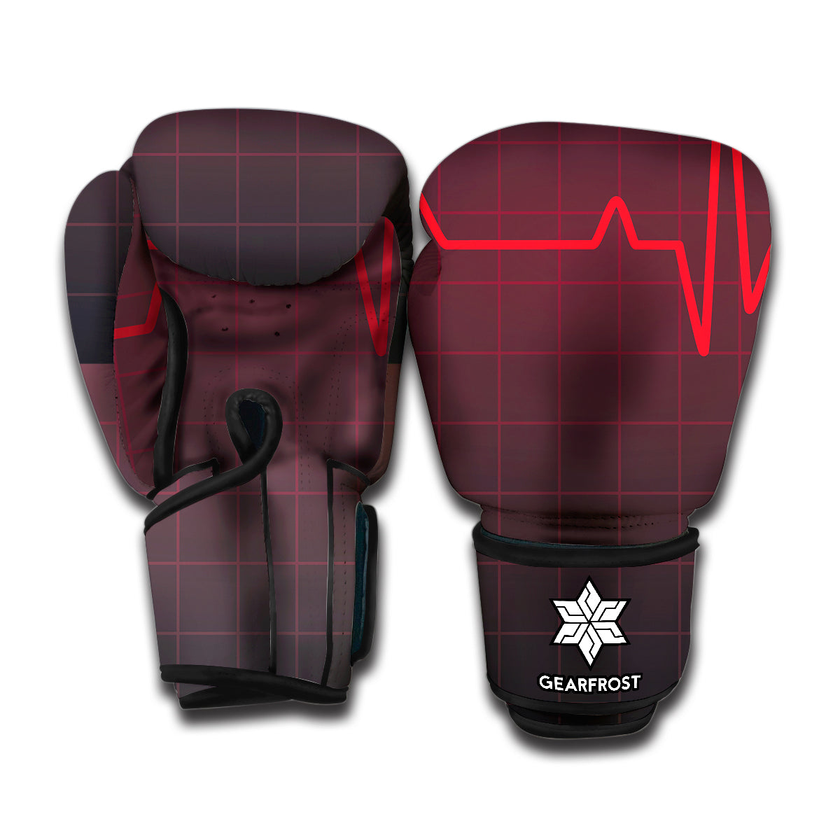 Red Heartbeat Print Boxing Gloves