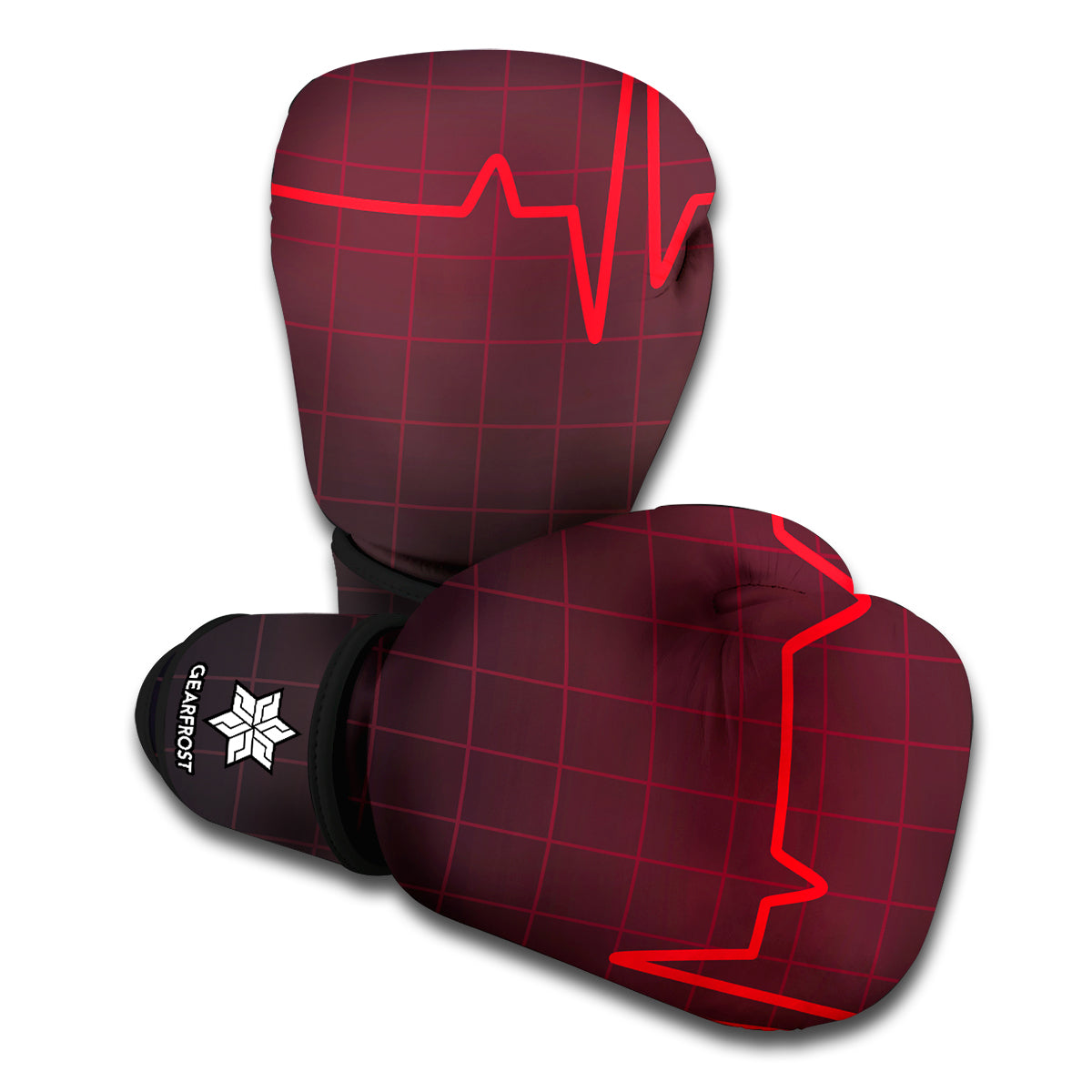 Red Heartbeat Print Boxing Gloves