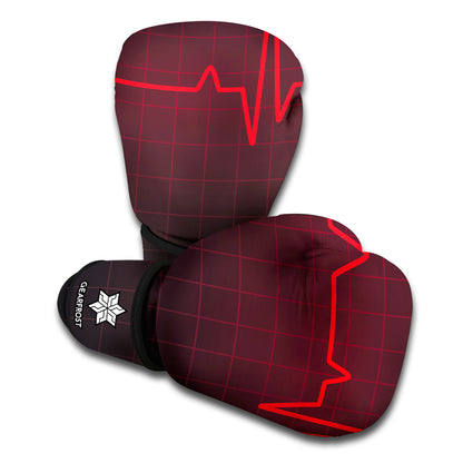 Red Heartbeat Print Boxing Gloves