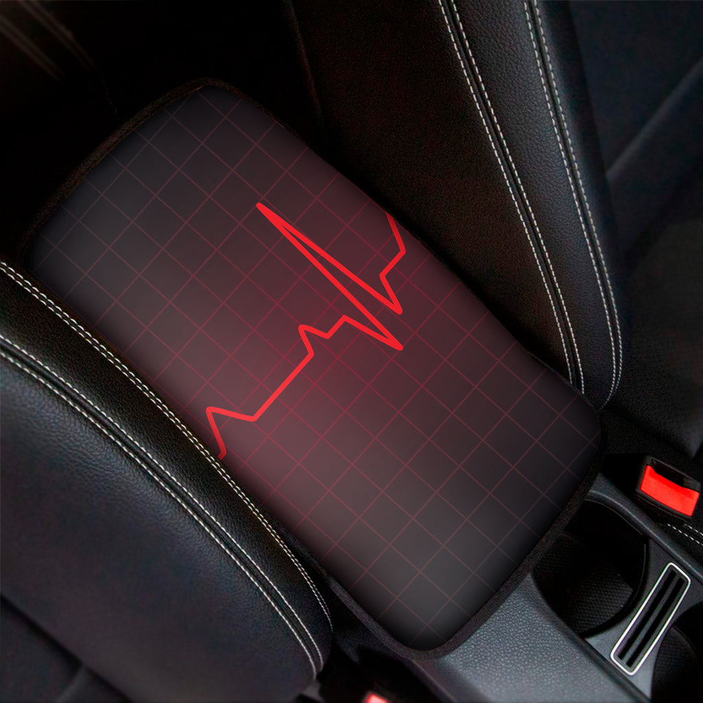 Red Heartbeat Print Car Center Console Cover