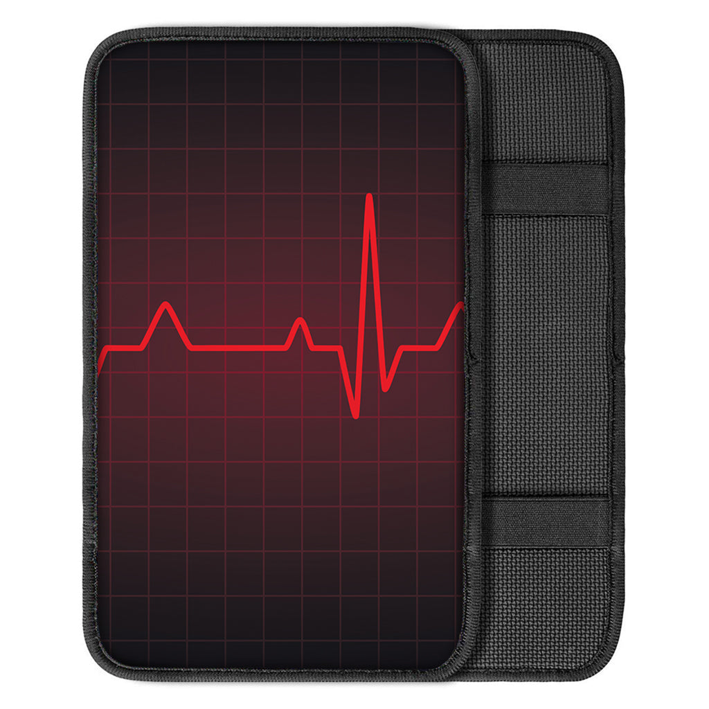 Red Heartbeat Print Car Center Console Cover
