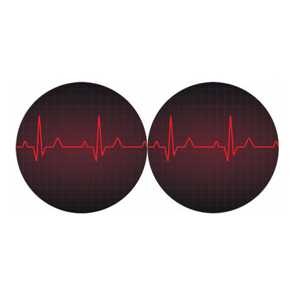 Red Heartbeat Print Car Coasters