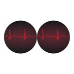 Red Heartbeat Print Car Coasters