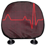 Red Heartbeat Print Car Headrest Covers