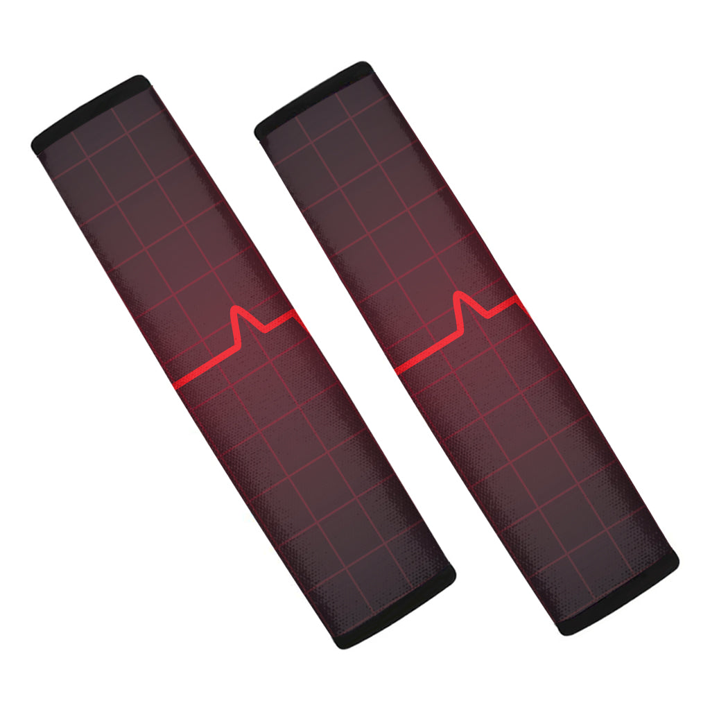Red Heartbeat Print Car Seat Belt Covers