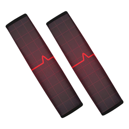 Red Heartbeat Print Car Seat Belt Covers