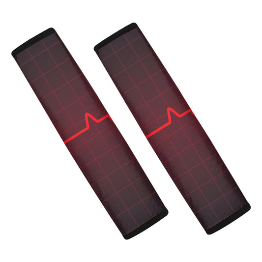 Red Heartbeat Print Car Seat Belt Covers
