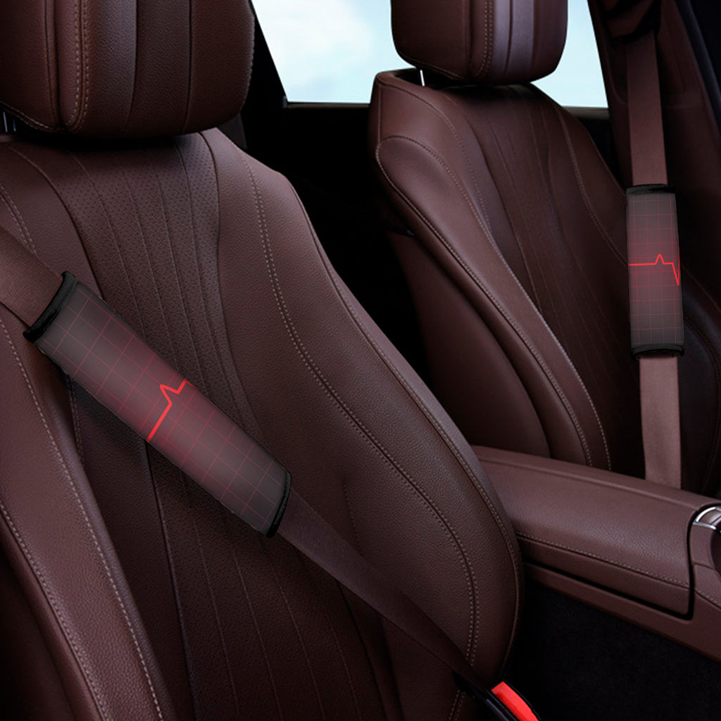 Red Heartbeat Print Car Seat Belt Covers