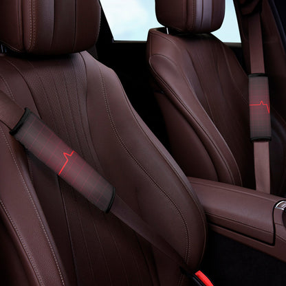 Red Heartbeat Print Car Seat Belt Covers