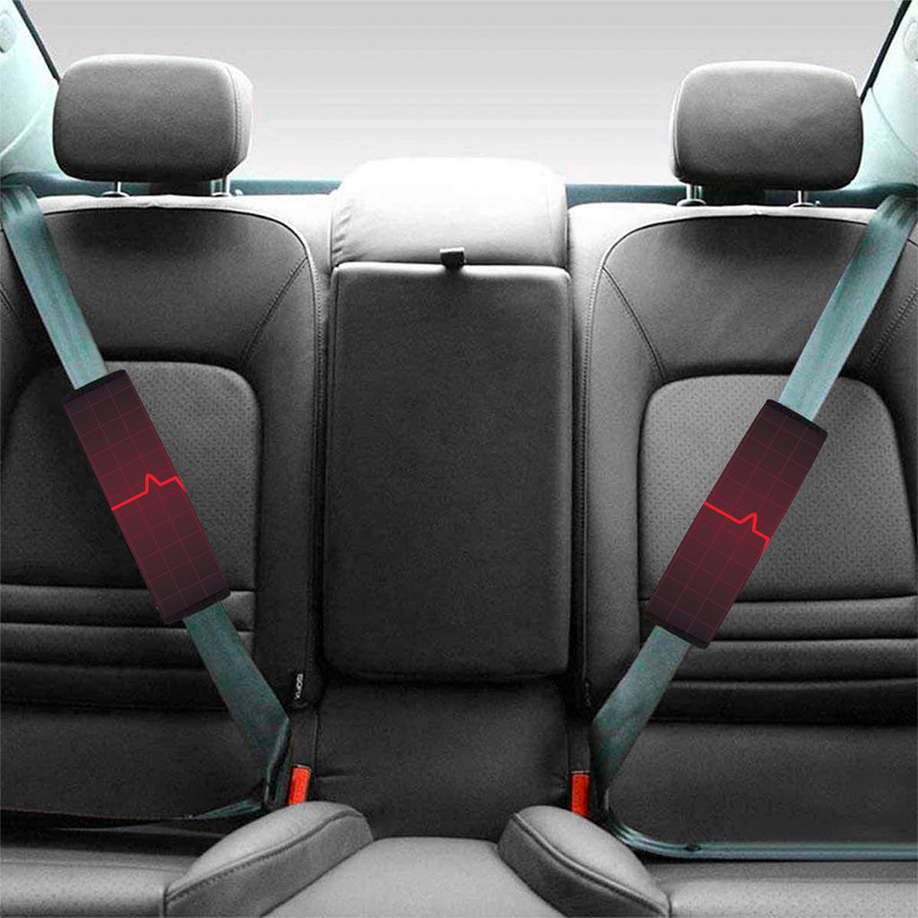 Red Heartbeat Print Car Seat Belt Covers