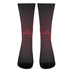Red Heartbeat Print Crew Socks
