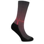 Red Heartbeat Print Crew Socks