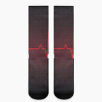 Red Heartbeat Print Crew Socks
