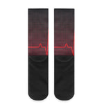 Red Heartbeat Print Crew Socks