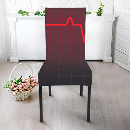 Red Heartbeat Print Dining Chair Slipcover