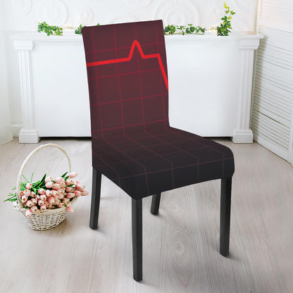 Red Heartbeat Print Dining Chair Slipcover
