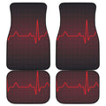 Red Heartbeat Print Front and Back Car Floor Mats