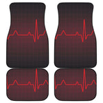 Red Heartbeat Print Front and Back Car Floor Mats