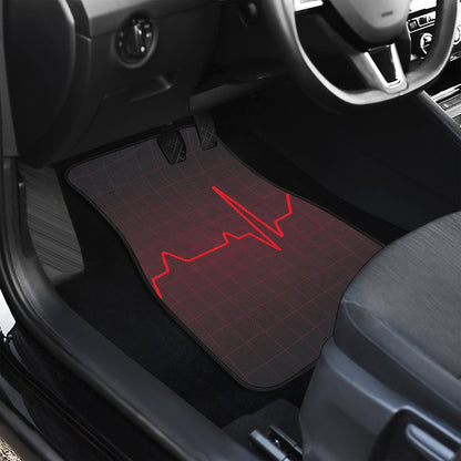 Red Heartbeat Print Front and Back Car Floor Mats