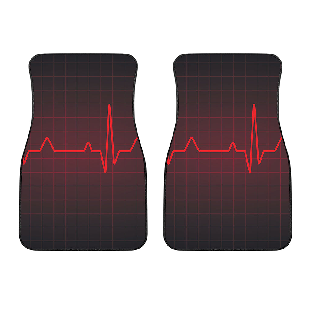 Red Heartbeat Print Front Car Floor Mats