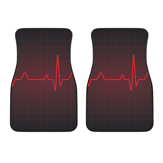 Red Heartbeat Print Front Car Floor Mats