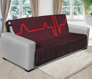 Red Heartbeat Print Futon Protector