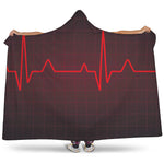 Red Heartbeat Print Hooded Blanket