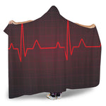 Red Heartbeat Print Hooded Blanket