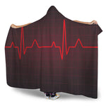 Red Heartbeat Print Hooded Blanket