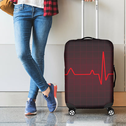 Red Heartbeat Print Luggage Cover