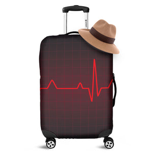 Red Heartbeat Print Luggage Cover