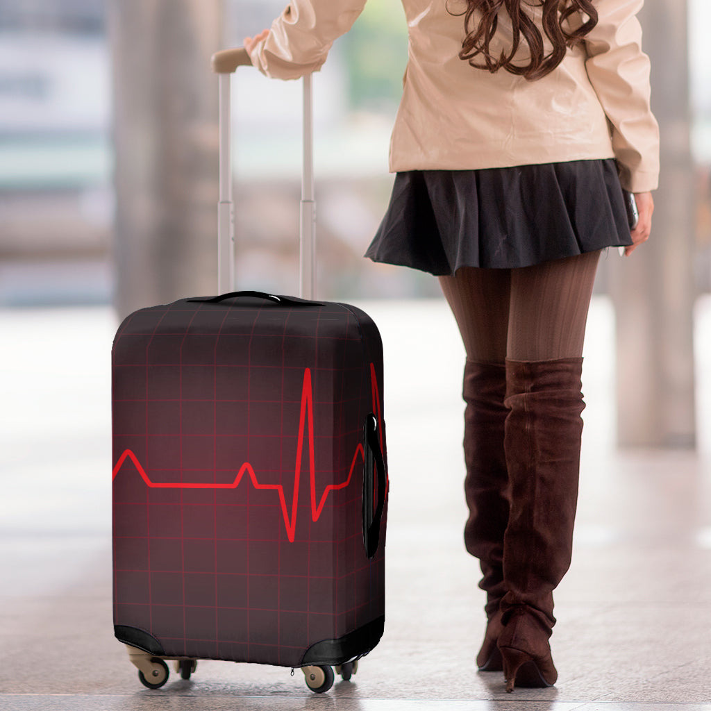 Red Heartbeat Print Luggage Cover