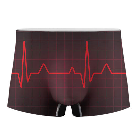 Red Heartbeat Print Men's Boxer Briefs