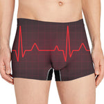 Red Heartbeat Print Men's Boxer Briefs