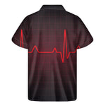 Red Heartbeat Print Men's Short Sleeve Shirt