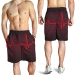 Red Heartbeat Print Men's Shorts